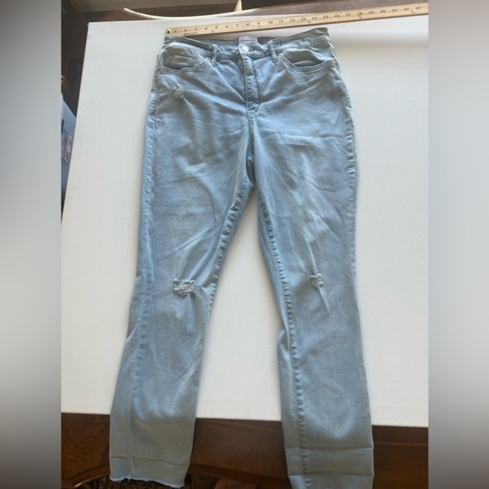 Crown & Ivy Womens Jeans‎ Size 12 Blue Denim Light Wash Hi-Rise Skinny Crop (B3)